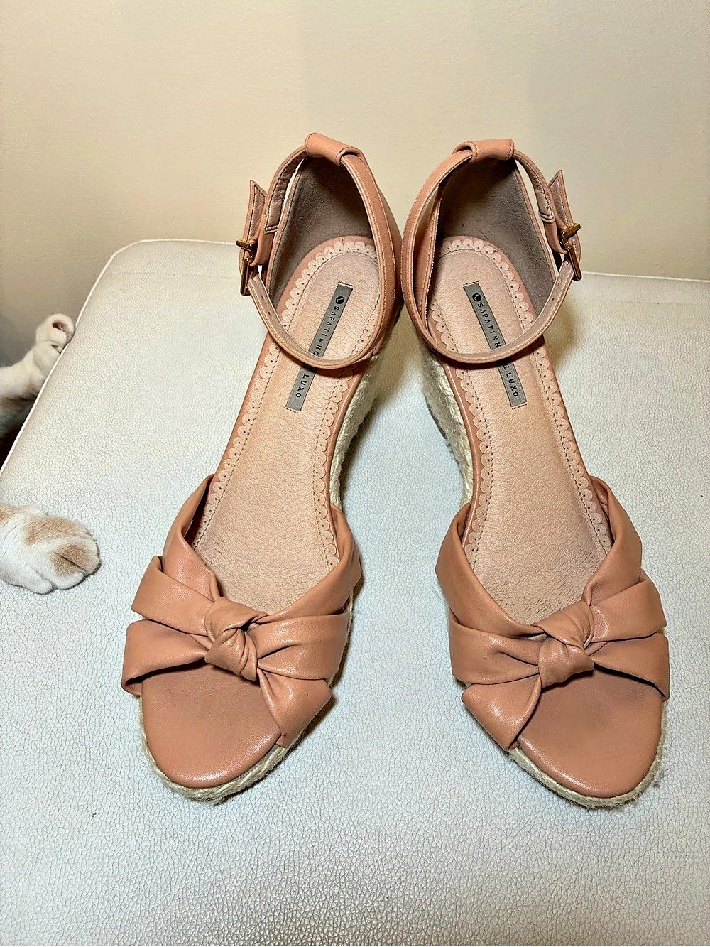 Pink Bow Wedge Sandals